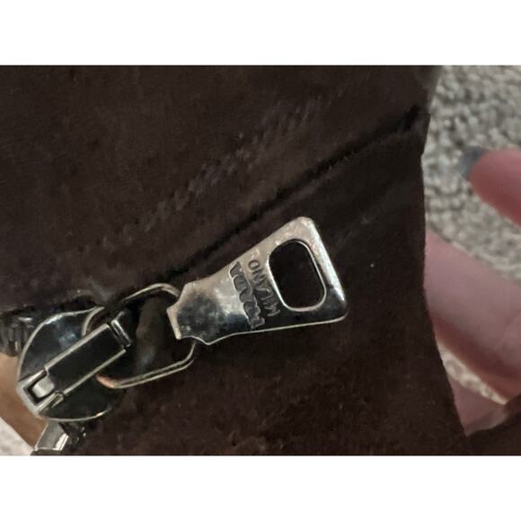 Prada Vero Cuoio Suede Leather Pointed Toe Cone Heel Ankle Bootie Brown Women 36 - Picture 7 of 11